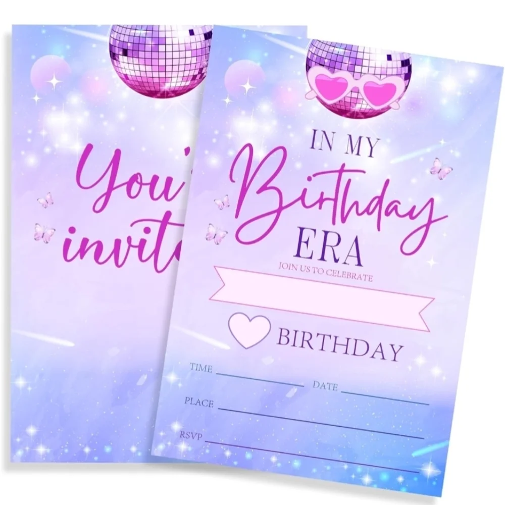 In My Birthday Era Party Disco Invitations Bundle - 60 With Envelopes